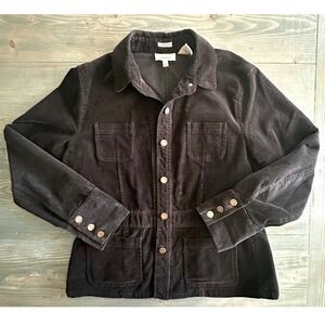 Jones Sport Black Corduroy Stretch Cinch Waist Jacket Womens Size XL